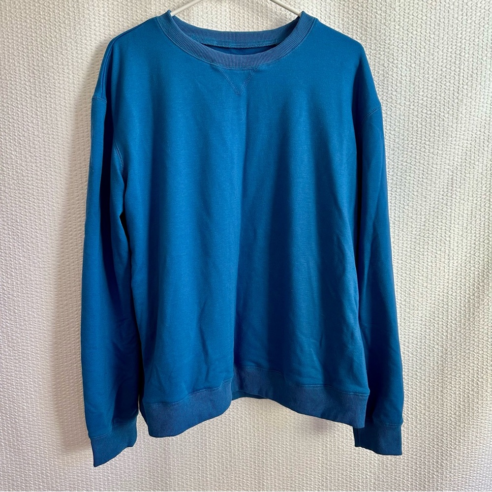 Teal Blue Oversized Crewneck Sweatshirt Pullover Long Sleeve Loungewear Size XL